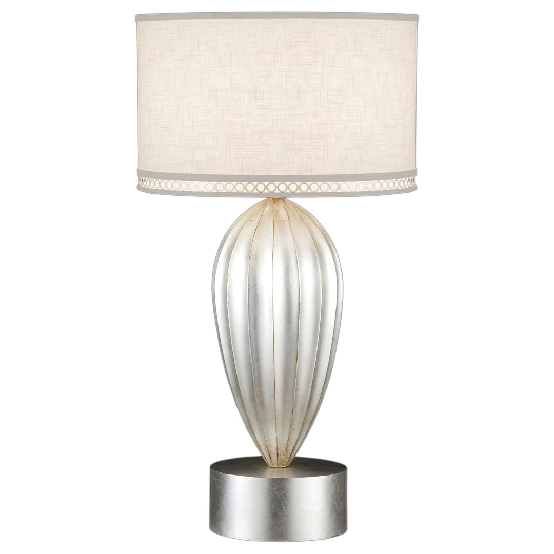 Fine Art Handcrafted Lighting Allegretto 33"H Table Lamp in Silver Leaf with Brown Highlights w/White Linen Shade (793110ST)
