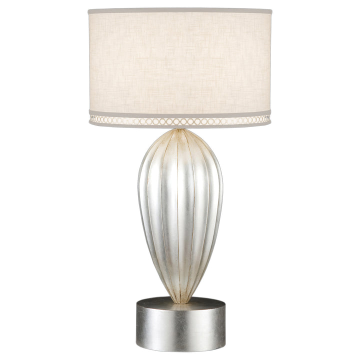 Fine Art Handcrafted Lighting Allegretto 33"H Table Lamp in Silver Leaf with Brown Highlights w/White Linen Shade (793110ST)