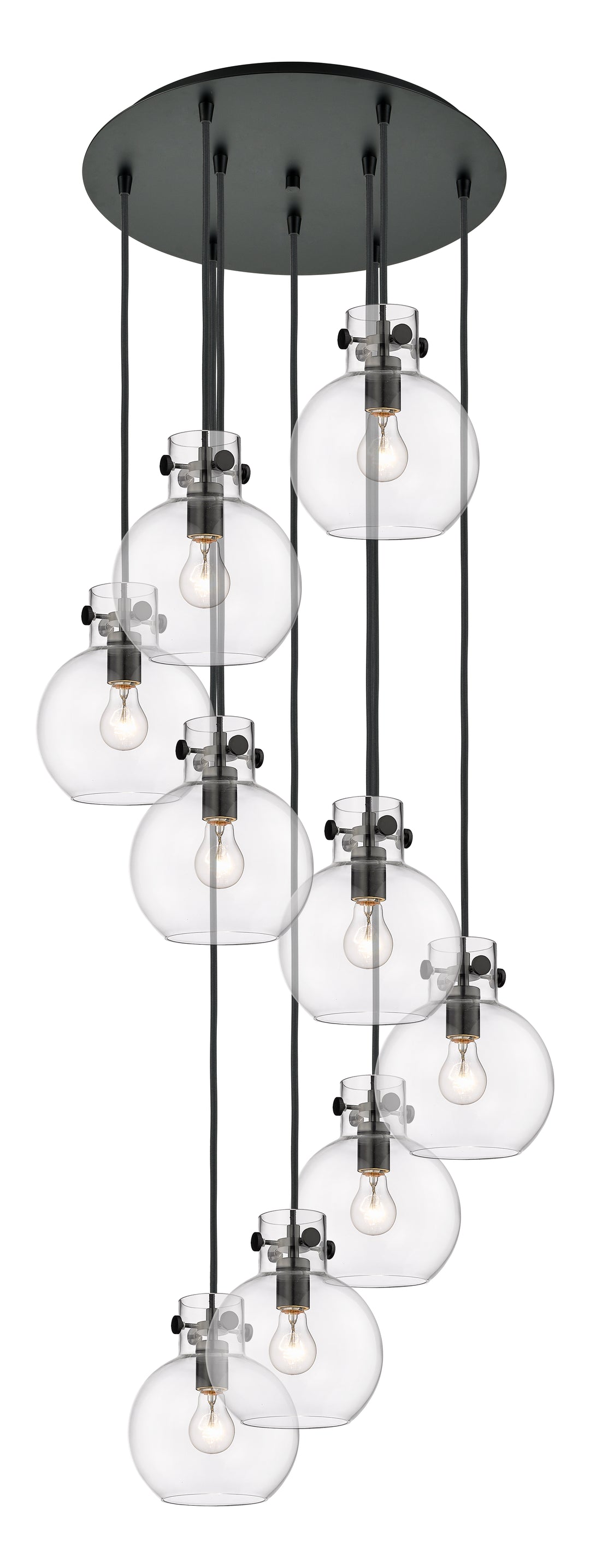 Innovations Lighting Newton Sphere 8" Multi Pendant - Matte Black Pendants Innovations Lighting Clear ; Glass Type: Clear  