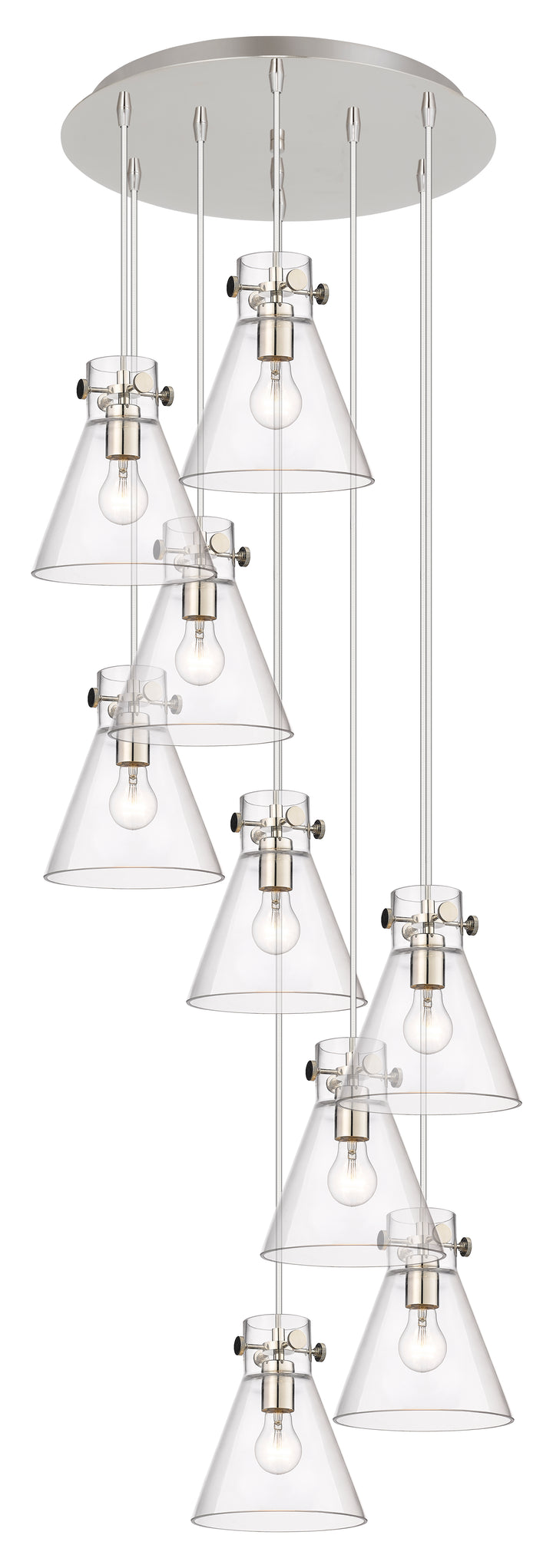 Innovations Lighting Newton Cone 8" Multi Pendant - Polished Nickel