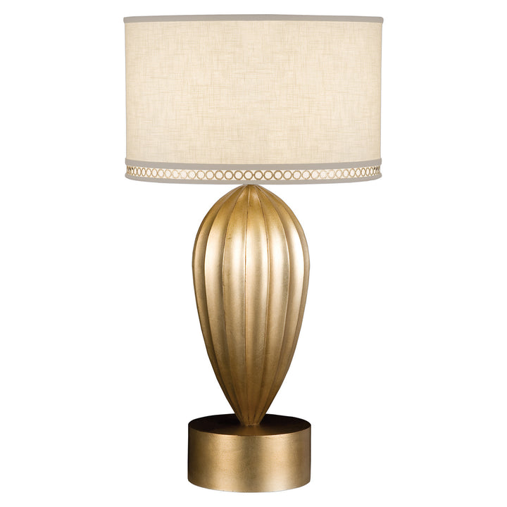Fine Art Handcrafted Lighting Allegretto 33"H Table Lamp in Gold Leaf with Brown Highlights w/White Linen Shade (793110-2ST)