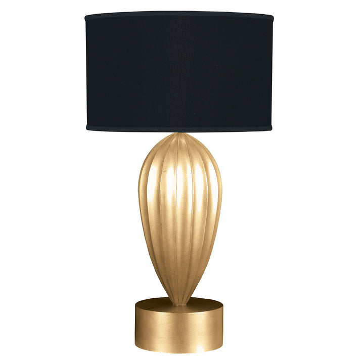 Fine Art Handcrafted Lighting Allegretto 33"H Table Lamp in Standard Gold Leaf w/Black Fabric & Gold Inner Lining Shade (793110-SF34)
