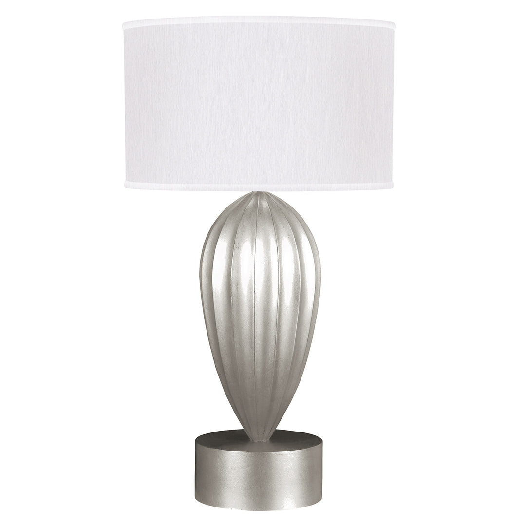 Fine Art Handcrafted Lighting Allegretto 33"H Table Lamp in Standard Silver Leaf w/White Fabric Shade (793110-SF41)