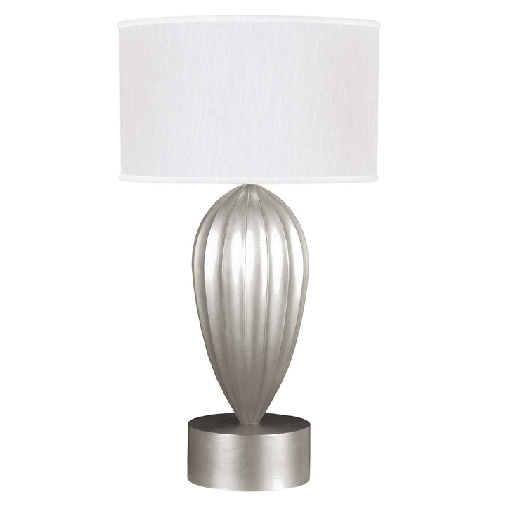 Fine Art Handcrafted Lighting Allegretto 33"H Table Lamp in Standard Silver Leaf w/White Fabric Shade (793110-SF41)