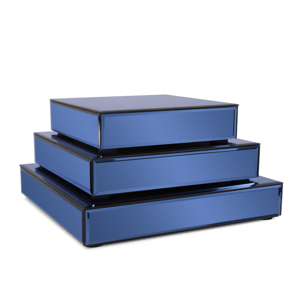 Howard Elliott Sapphire Set of 3 Mirrored Platforms