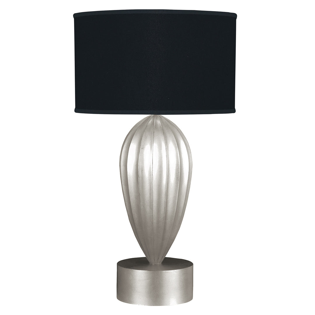 Fine Art Handcrafted Lighting Allegretto 33"H Table Lamp in Standard Silver Leaf w/Black Fabric & Silver Inner Lining Shade (793110-SF42)
