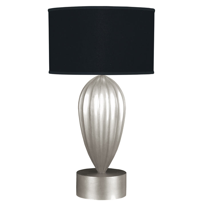 Fine Art Handcrafted Lighting Allegretto 33"H Table Lamp in Standard Silver Leaf w/Black Fabric & Silver Inner Lining Shade (793110-SF42)