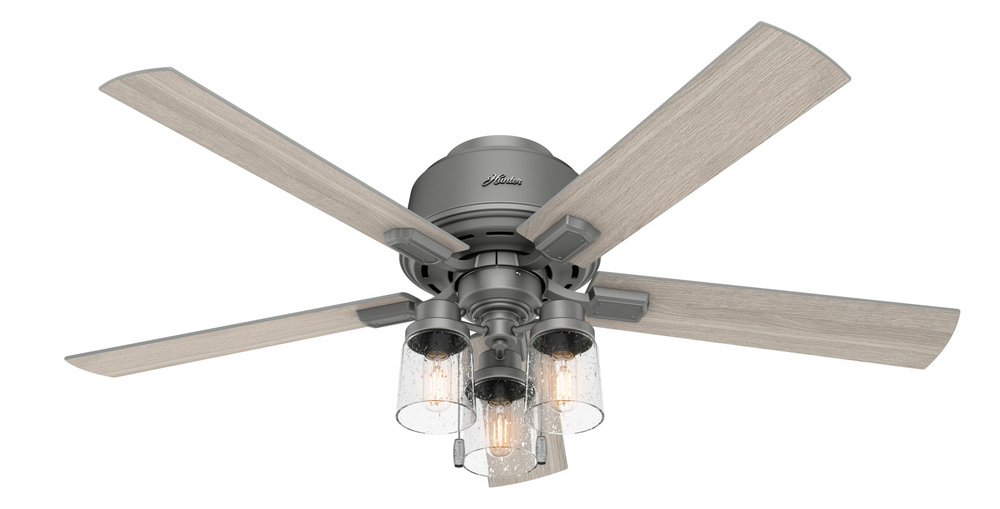 Hunter 52 inch Hartland Low Profile Ceiling Fan with LED Light Kit and Pull Chain Indoor Ceiling Fans Hunter   