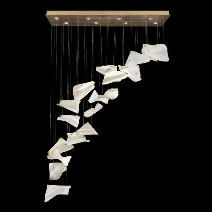 Fine Art Handcrafted Lighting Elevate 54"W Rectangular Pendant 894840 in Standard Soft Gold Leaf, Blank Pages (894840-271ST)