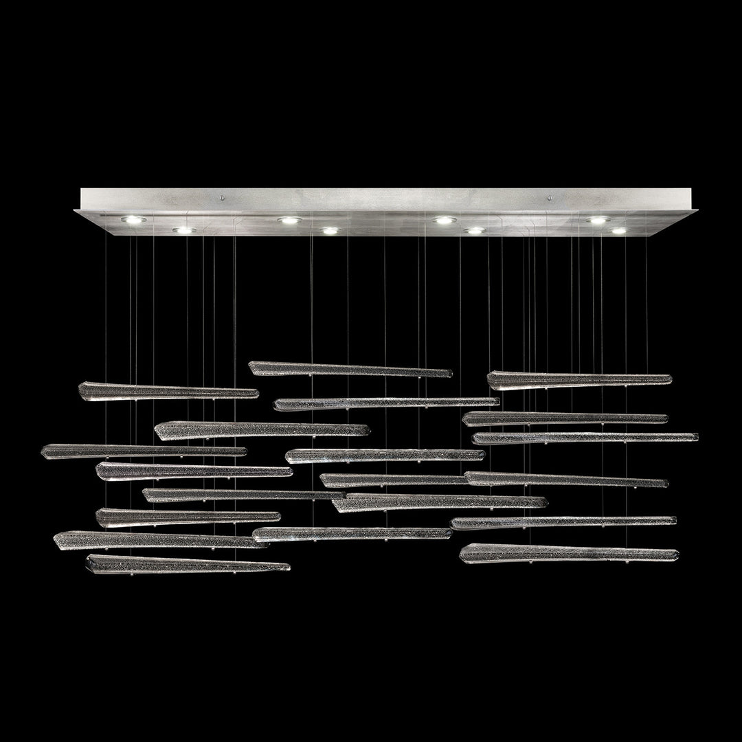 Fine Art Handcrafted Lighting Elevate 54"W Rectangular Pendant 894840-2 in Standard Silver Leaf, Ebony Stardust Spires (894840-142ST)