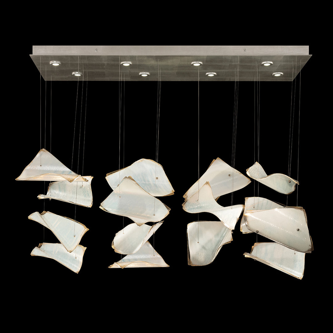 Fine Art Handcrafted Lighting Elevate 54"W Rectangular Pendant 894840-2 in Standard Silver Leaf, Blank Pages (894840-172ST)