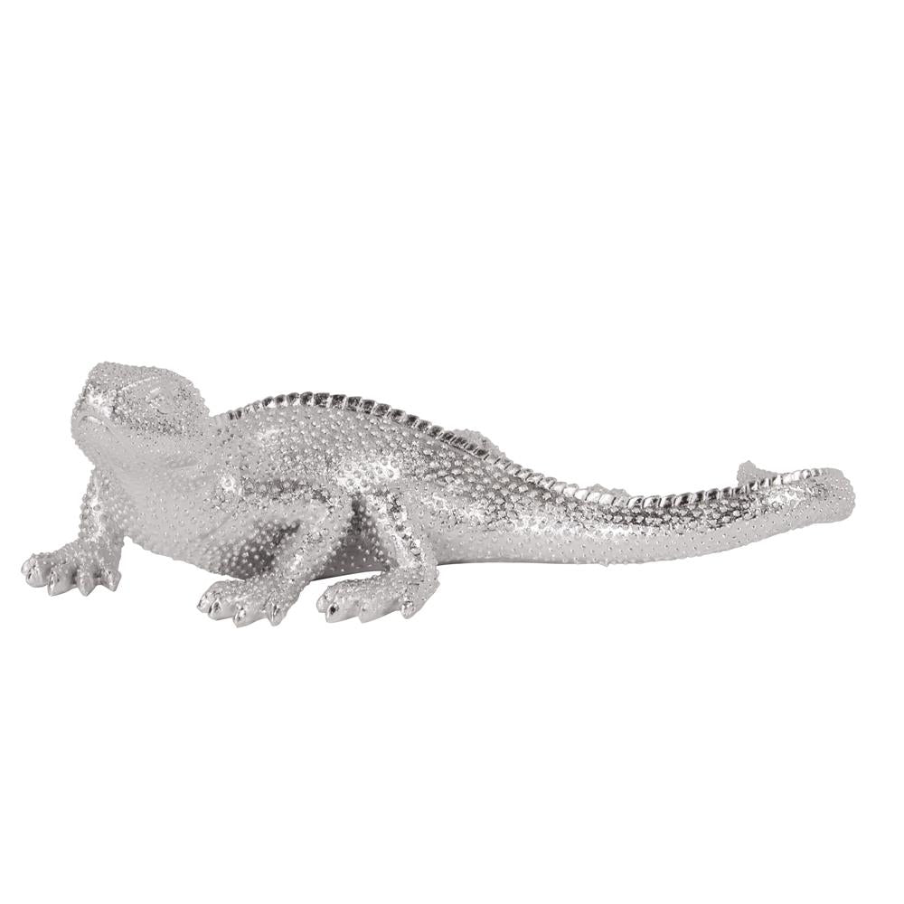 Howard Elliott Collection Lizard Figurine Bright Textured Nickel