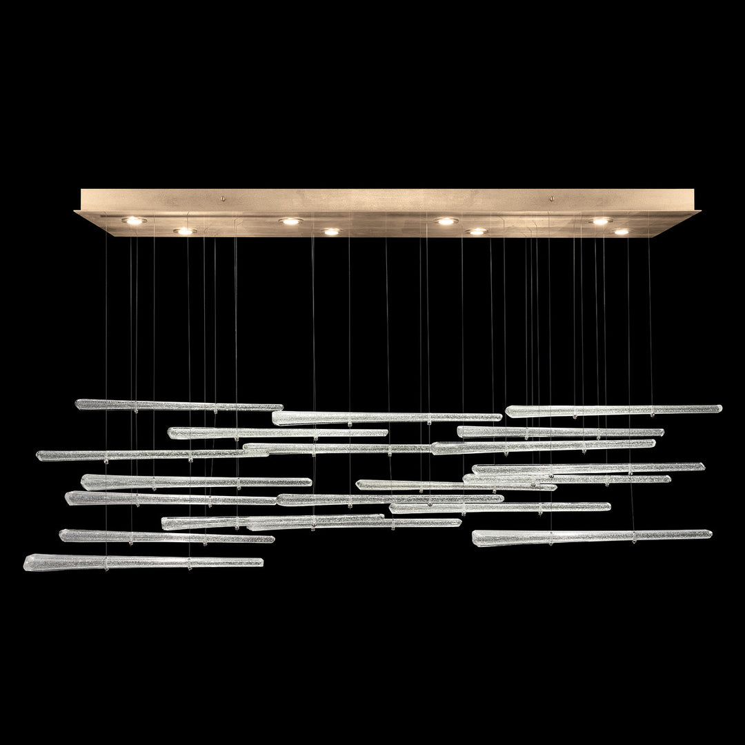 Fine Art Handcrafted Lighting Elevate 54"W Rectangular Pendant 894840-2 in Standard Soft Gold Leaf, Crystal Stardust Spires (894840-232ST)