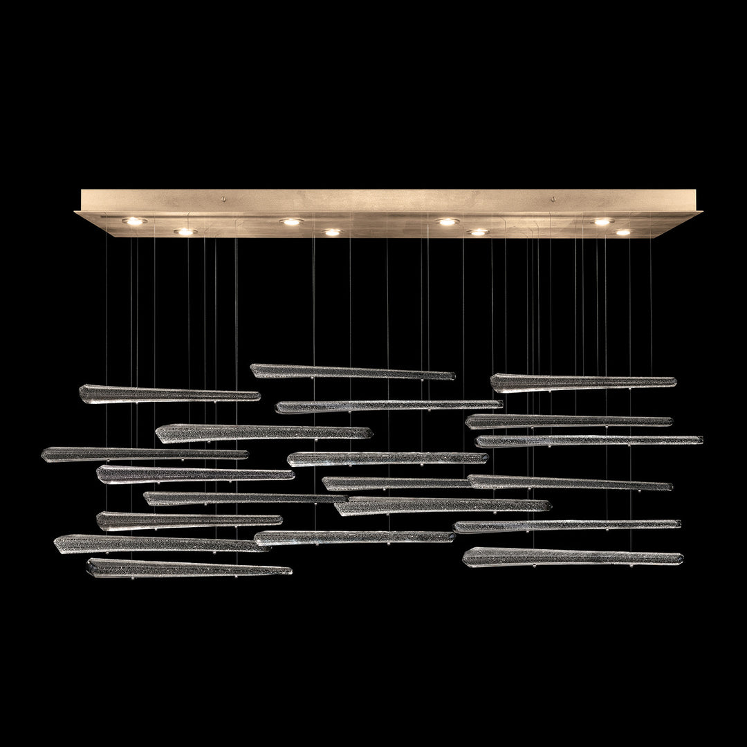 Fine Art Handcrafted Lighting Elevate 54"W Rectangular Pendant 894840-2 in Standard Soft Gold Leaf, Ebony Stardust Spires (894840-242ST)