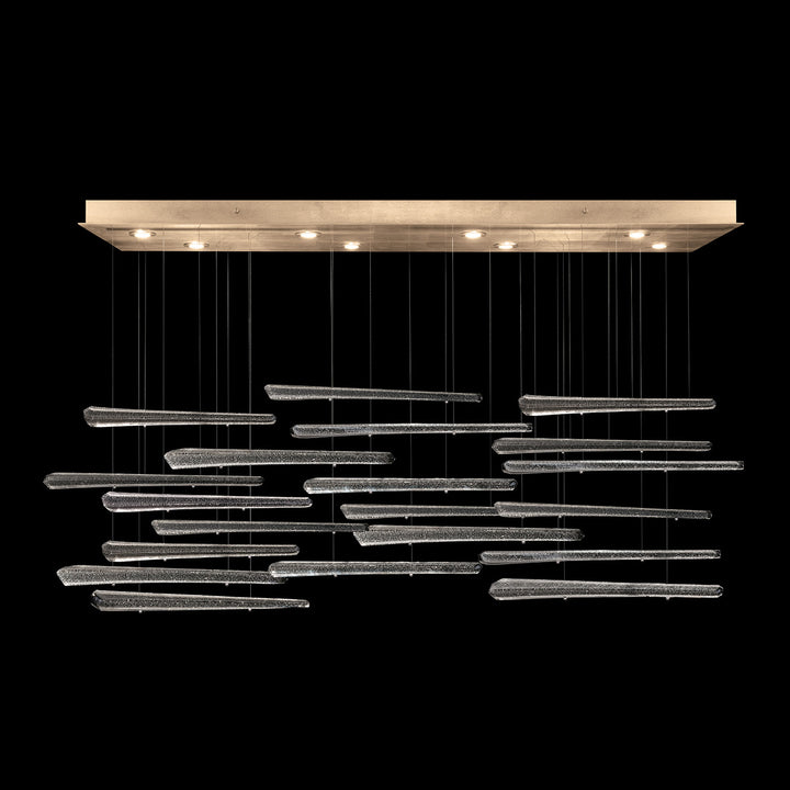 Fine Art Handcrafted Lighting Elevate 54"W Rectangular Pendant 894840-2 in Standard Soft Gold Leaf, Ebony Stardust Spires (894840-242ST)