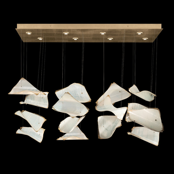 Fine Art Handcrafted Lighting Elevate 54"W Rectangular Pendant 894840-2 in Standard Soft Gold Leaf, Blank Pages (894840-272ST)