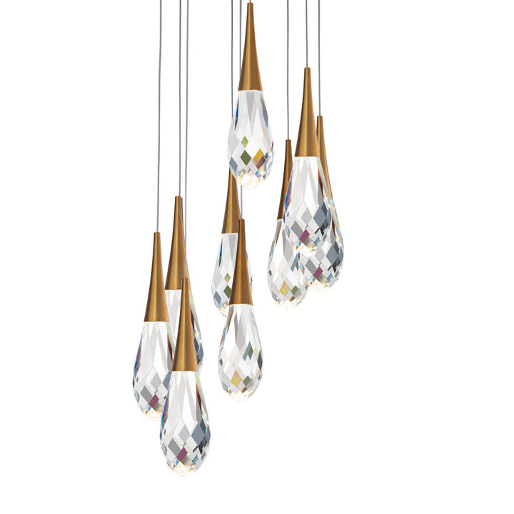 Schonbek Beyond  Hibiscus 9 Light Multi-Light Pendant Pendants Schonbek Beyond Aged Brass OPTIC CRYSTAL 