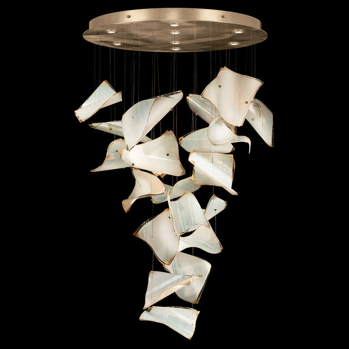 Fine Art Handcrafted Lighting Elevate 32"W Round Pendant 895840 in Standard Soft Gold Leaf, Blank Pages (895840-271ST)