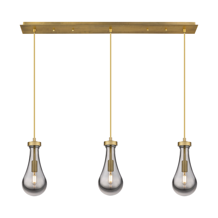 Innovations Lighting Owego 5" Linear Pendant - Brushed Brass Pendants Innovations Lighting Light Smoke ; Glass Type: Smoked  