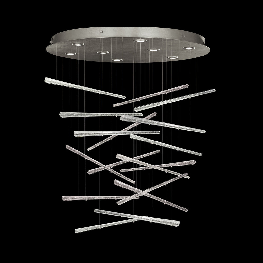 Fine Art Handcrafted Lighting Elevate 32"W Round Pendant 895840-2 in Standard Silver Leaf, Crystal Stardust Spires (895840-132ST)