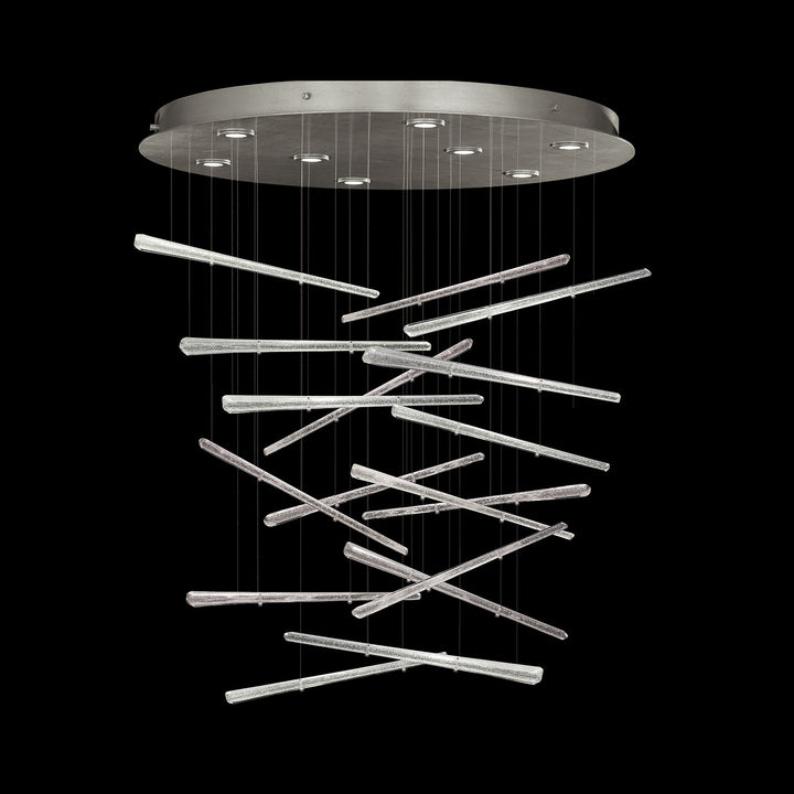 Fine Art Handcrafted Lighting Elevate 32"W Round Pendant 895840-2 in Standard Silver Leaf, Crystal Stardust Spires (895840-132ST)