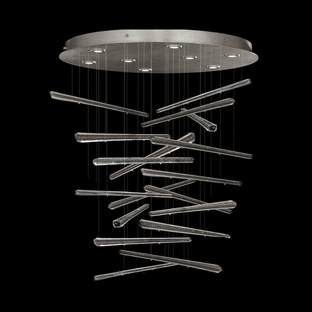 Fine Art Handcrafted Lighting Elevate 32"W Round Pendant 895840-2 in Standard Silver Leaf, Ebony Stardust Spires (895840-142ST)
