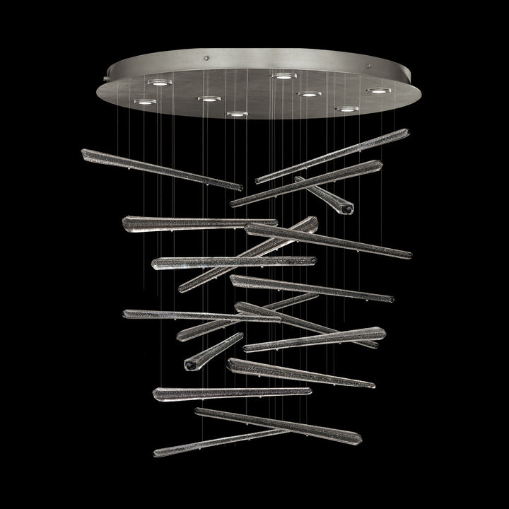 Fine Art Handcrafted Lighting Elevate 32"W Round Pendant 895840-2 in Standard Silver Leaf, Ebony Stardust Spires (895840-142ST)