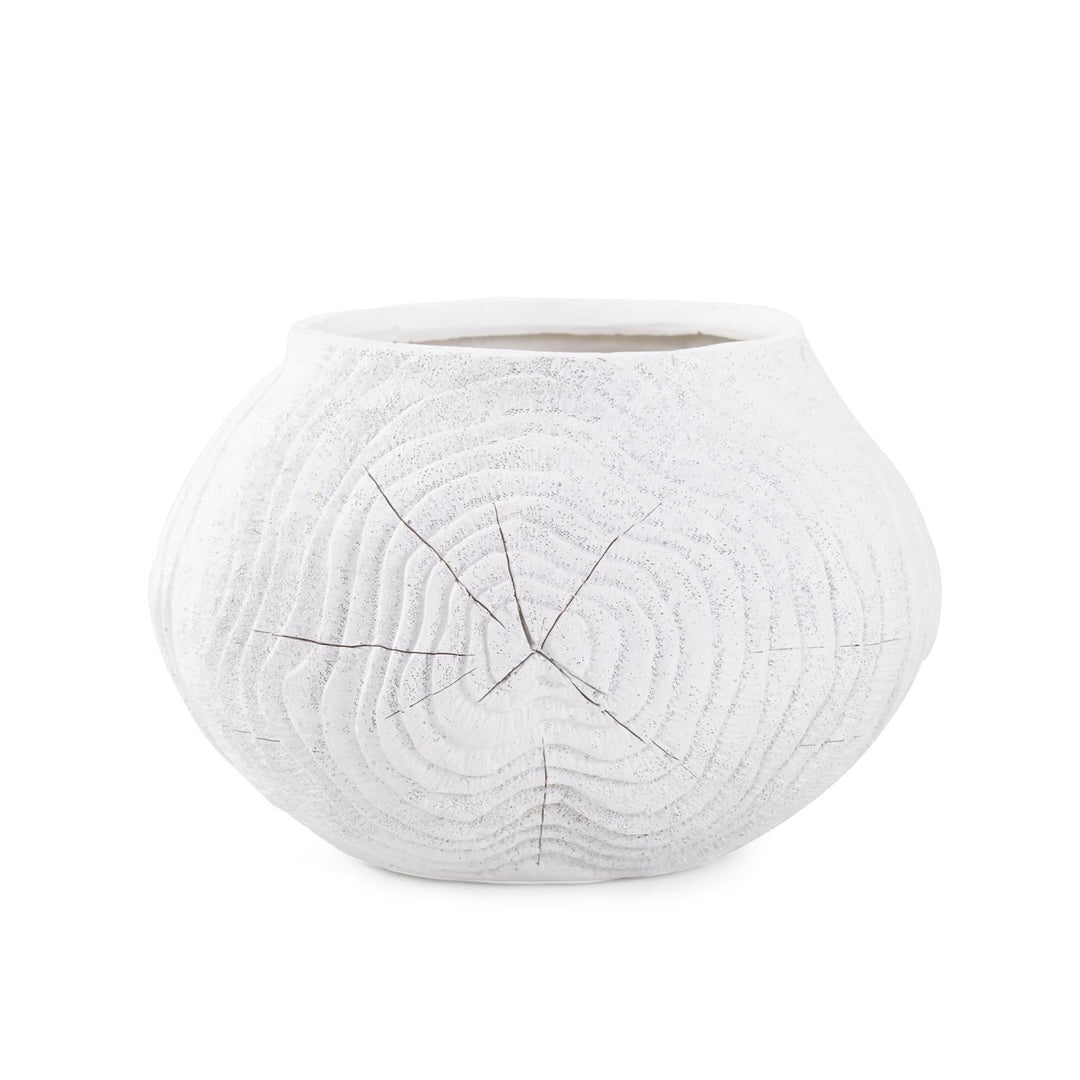 Howard Elliott Collection Faux Bois Round Bowl in a White Washed Polyresin Bowls Howard Elliott Collection   