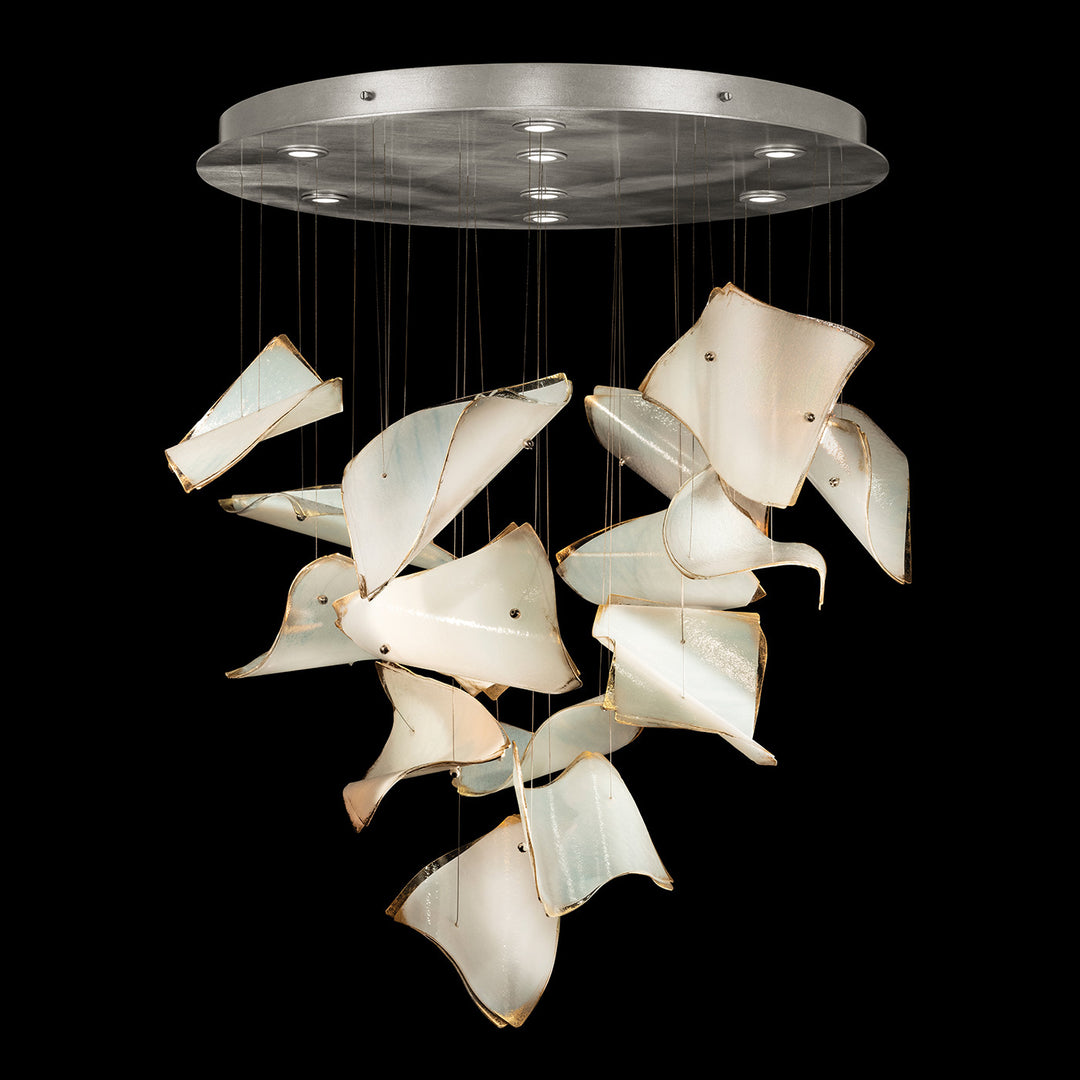 Fine Art Handcrafted Lighting Elevate 32"W Round Pendant 895840-2 in Standard Silver Leaf, Blank Pages (895840-172ST)
