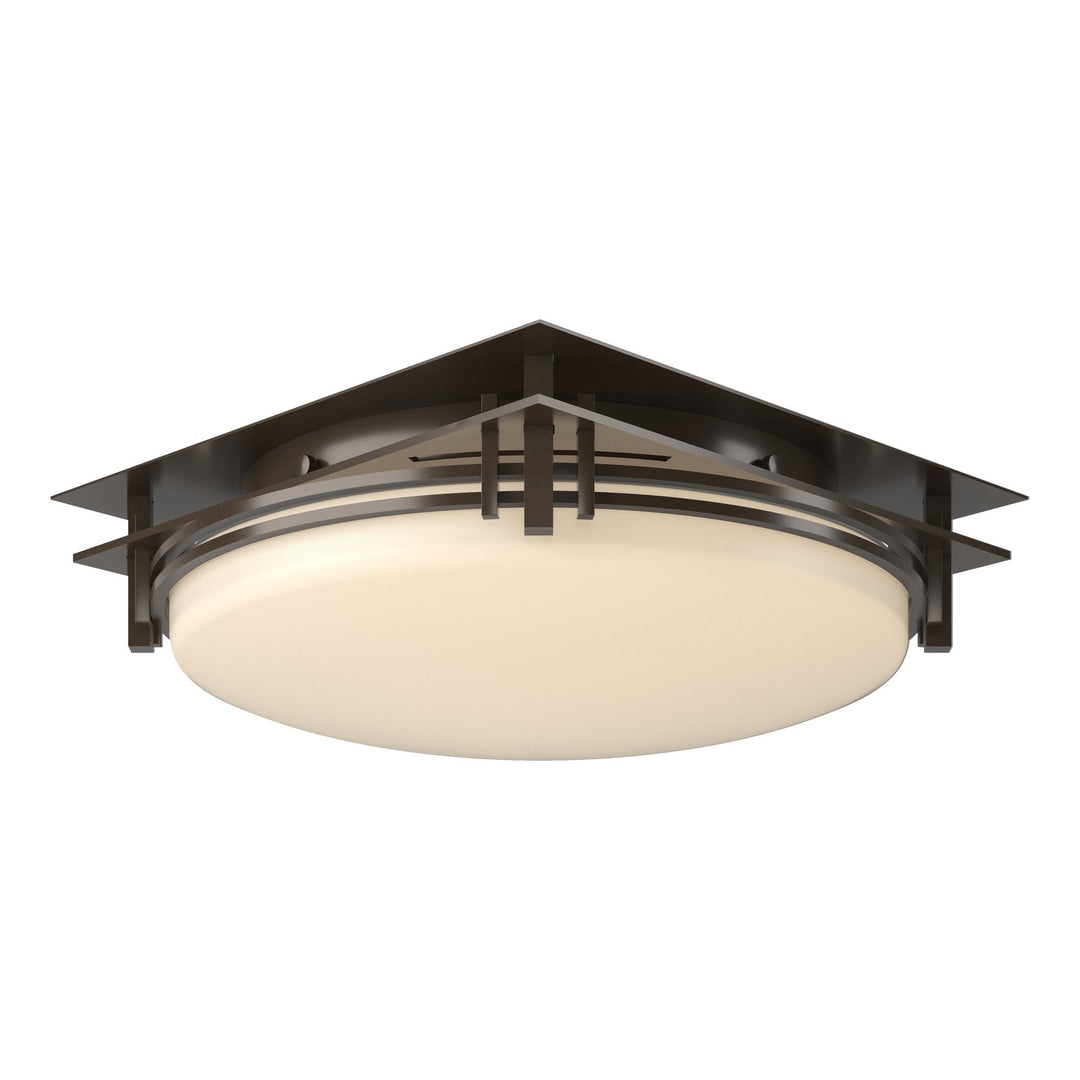 Banded Semi-Flush Hubbardton Forge Bronze 13.6x13.6x4.75 Opal Glass (GG)