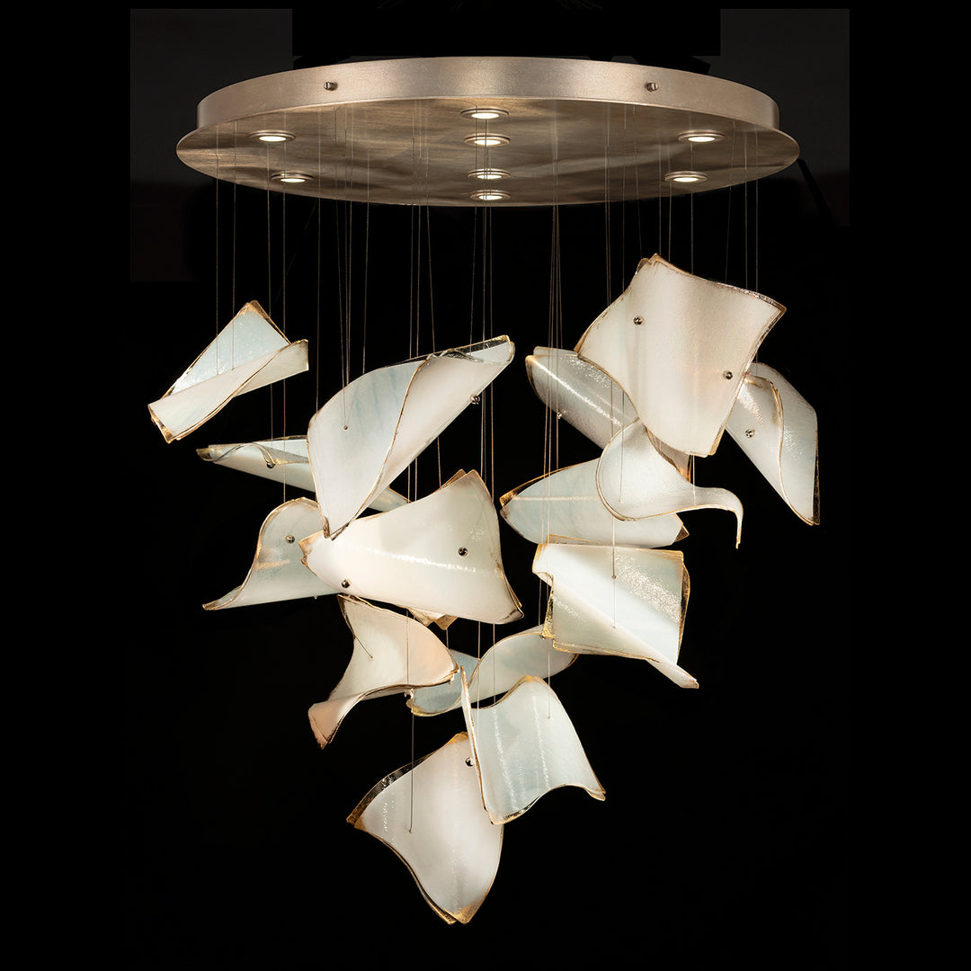 Fine Art Handcrafted Lighting Elevate 32"W Round Pendant 895840-2 in Standard Soft Gold Leaf, Blank Pages (895840-272ST)