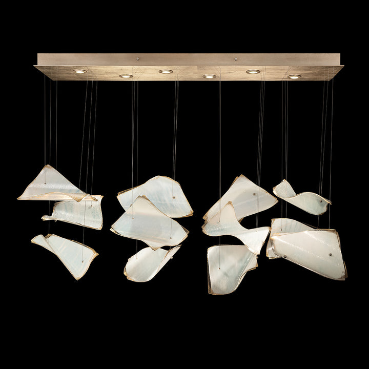 Fine Art Handcrafted Lighting Elevate 51"W Rectangular Pendant in Standard Soft Gold Leaf, Blank Pages (895140-271ST)