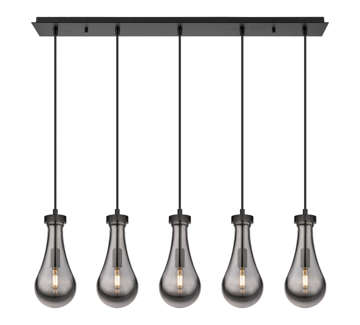 Innovations Lighting Owego 5" Linear Pendant - Matte Black Pendants Innovations Lighting Light Smoke ; Glass Type: Smoked  