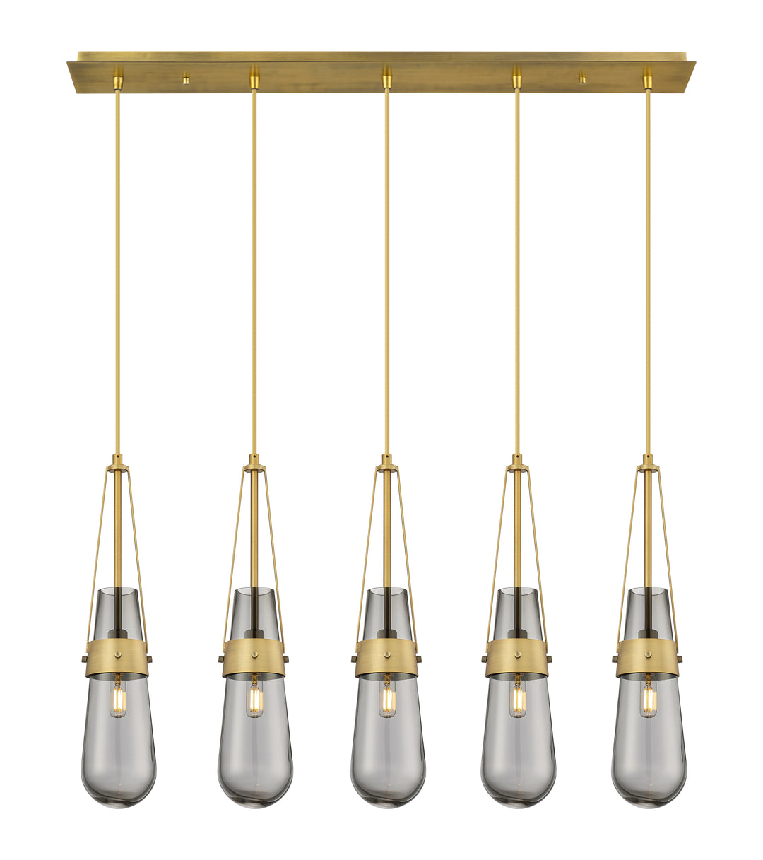 Innovations Lighting Milan 4" Linear Pendant - Brushed Brass Pendants Innovations Lighting Light Smoke ; Glass Type: Smoked  