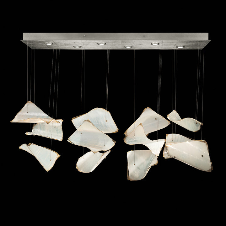 Fine Art Handcrafted Lighting Elevate 51"W Rectangular Pendant in Standard Silver Leaf, Blank Pages (895140-171ST)