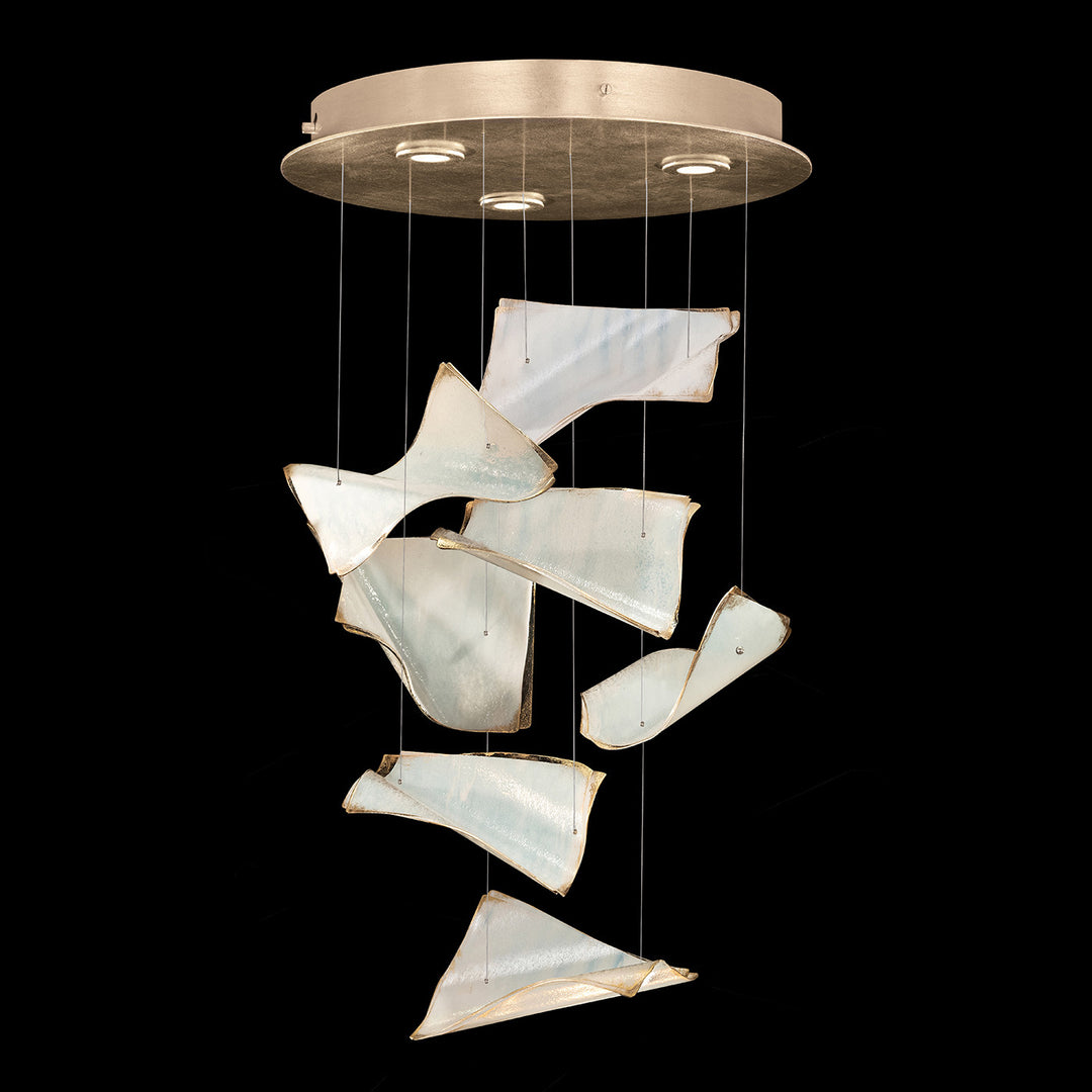 Fine Art Handcrafted Lighting Elevate 18"W Round Pendant in Standard Soft Gold Leaf, Blank Pages (895640-271ST)