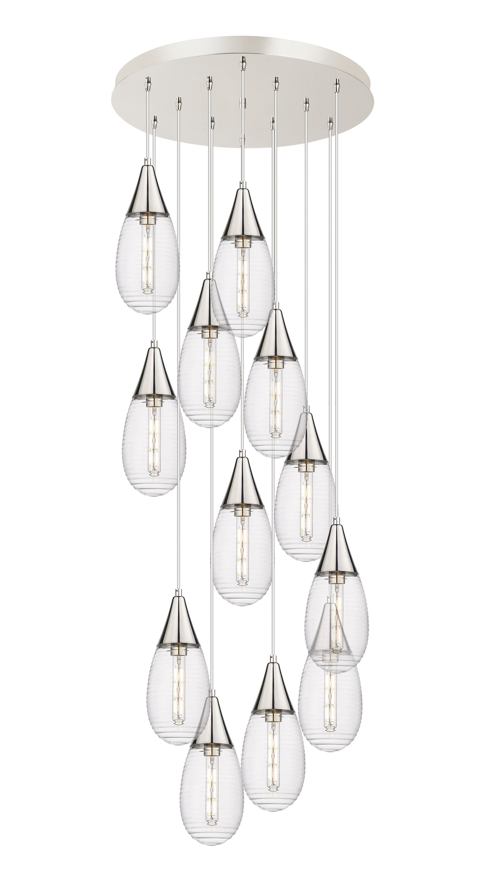 Innovations Lighting Malone 6" Multi Pendant - Polished Nickel Pendants Innovations Lighting Striped Clear ; Glass Type: Clear  