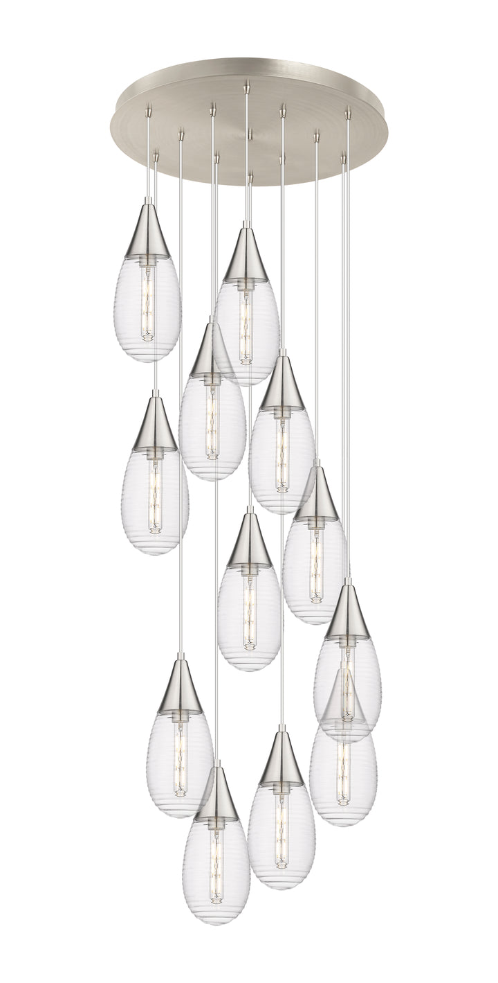 Innovations Lighting Malone 6" Multi Pendant - Brushed Satin Nickel Pendants Innovations Lighting Striped Clear ; Glass Type: Clear  