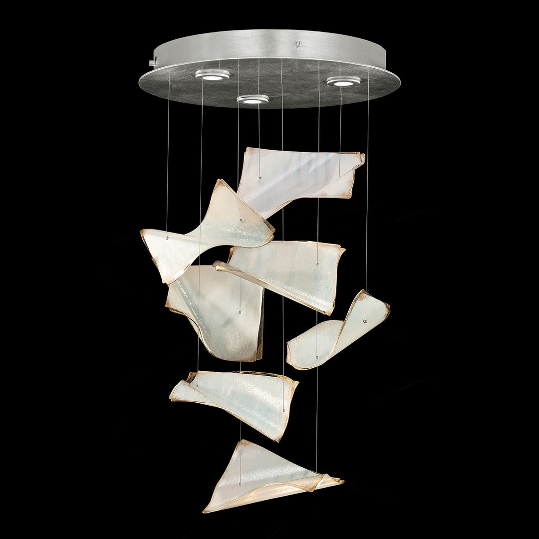 Fine Art Handcrafted Lighting Elevate 18"W Round Pendant in Standard Silver Leaf, Blank Pages (895640-171ST)