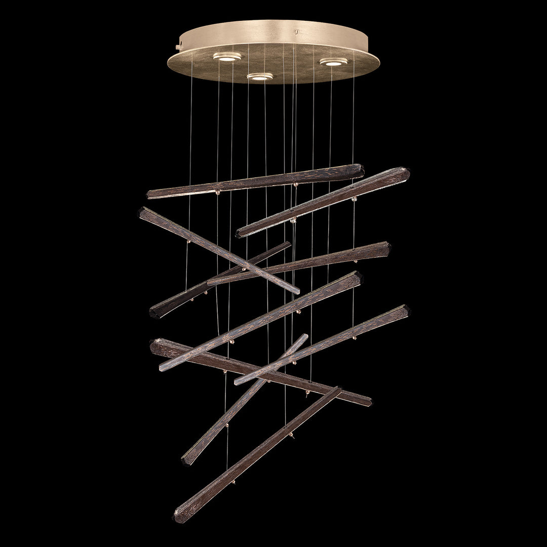 Fine Art Handcrafted Lighting Elevate 18"W Round Pendant in Standard Soft Gold Leaf, Meteorite Spires (895640-251ST)