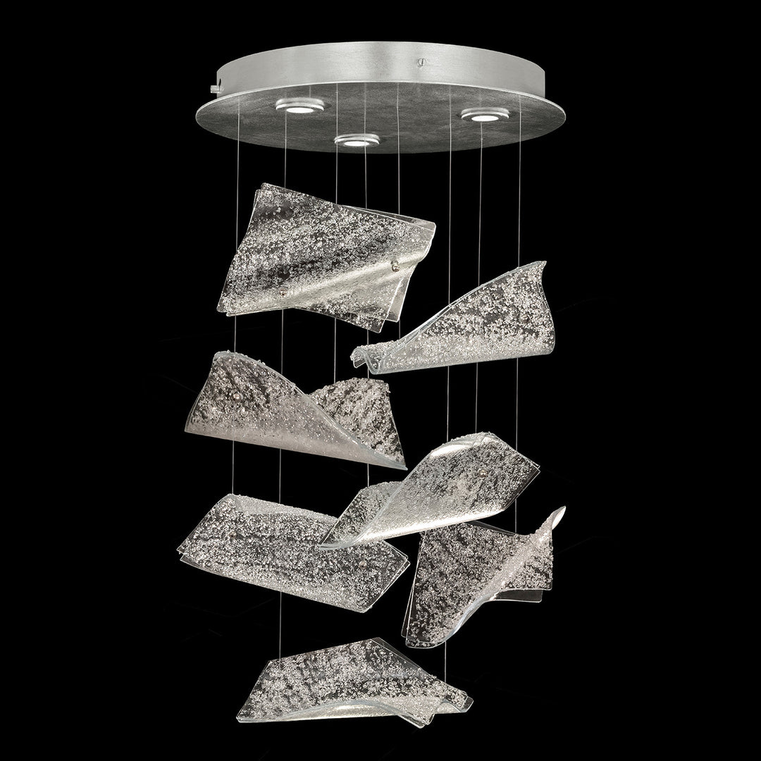 Fine Art Handcrafted Lighting Elevate 18"W Round Pendant in Standard Silver Leaf, Frozen Pages (895640-161ST)