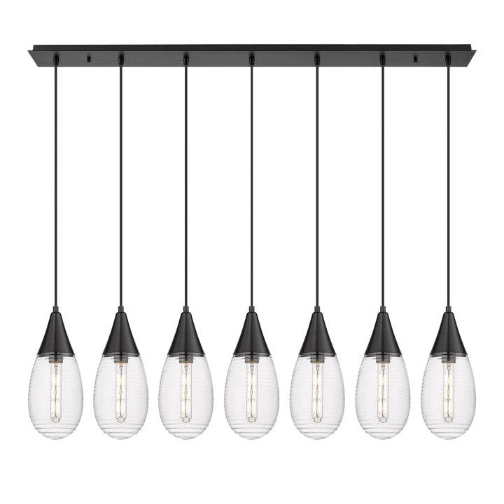 Innovations Lighting Malone 6" Linear Pendant - Matte Black Pendants Innovations Lighting Striped Clear ; Glass Type: Clear  