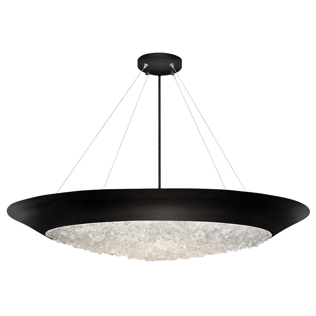 Fine Art Handcrafted Lighting Arctic Halo 32"W Round Pendant 876440 in Matte Black (876440-2ST)