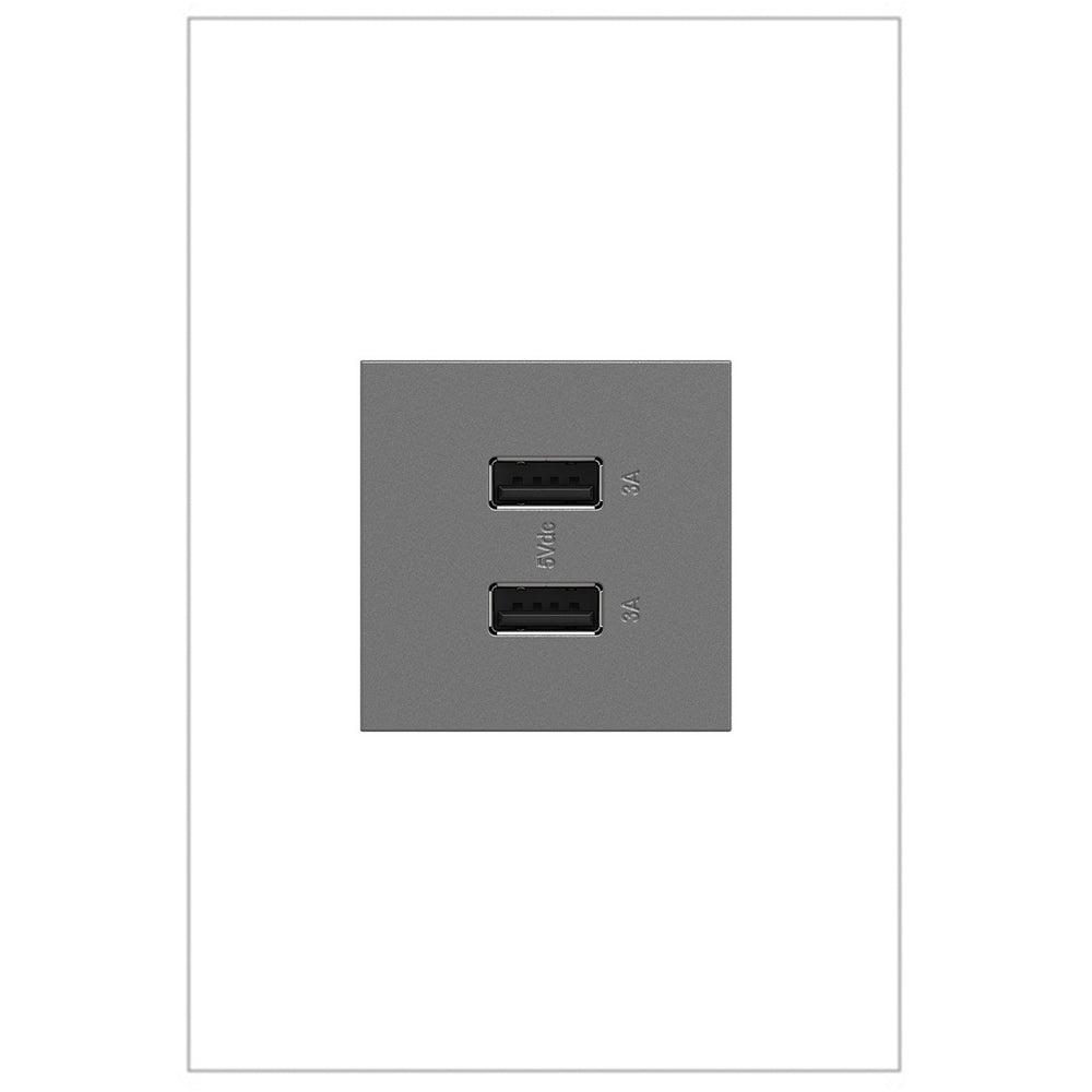 adorne Full-Size, A/A USB Outlet Receptacles Legrand Magnesium  