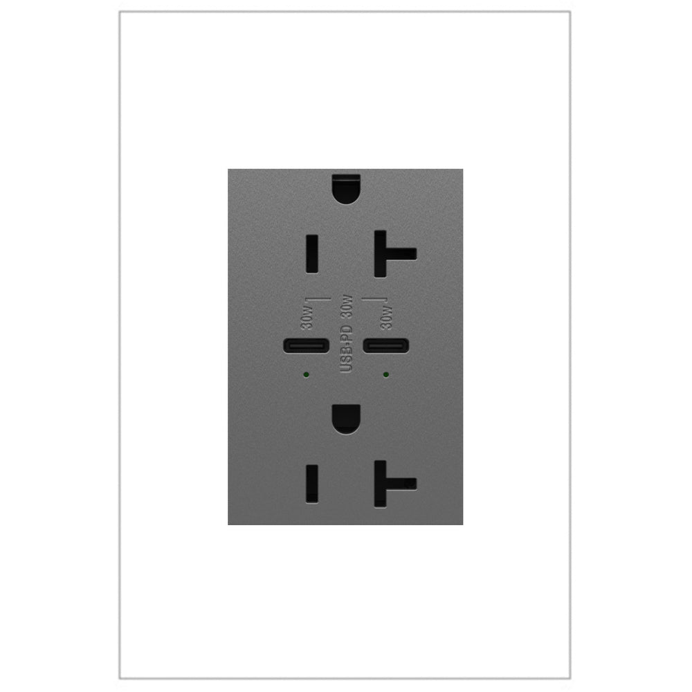 Legrand adorne 20A Tamper-Resistant Ultra-Fast Plus Power Delivery USB Type-C/C Outlet, Plus-Size