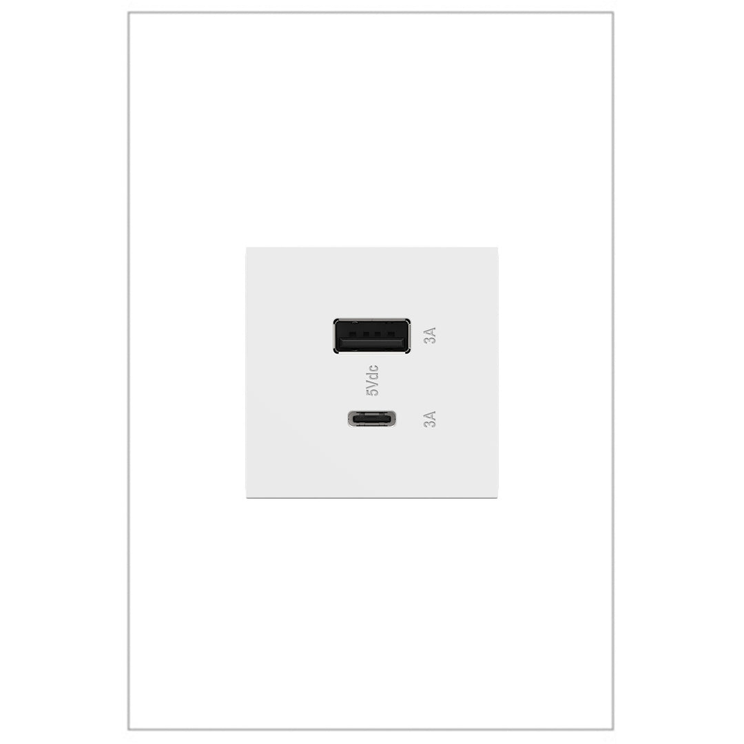 adorne Full-Size, Hybrid USB Outlet, A/C USB Outlet, Receptacles Legrand WHITE  