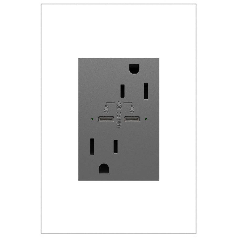 Legrand adorne 15A Tamper-Resistant Ultra-Fast Plus Power Delivery USB Type-C/C Outlet, Plus-Size