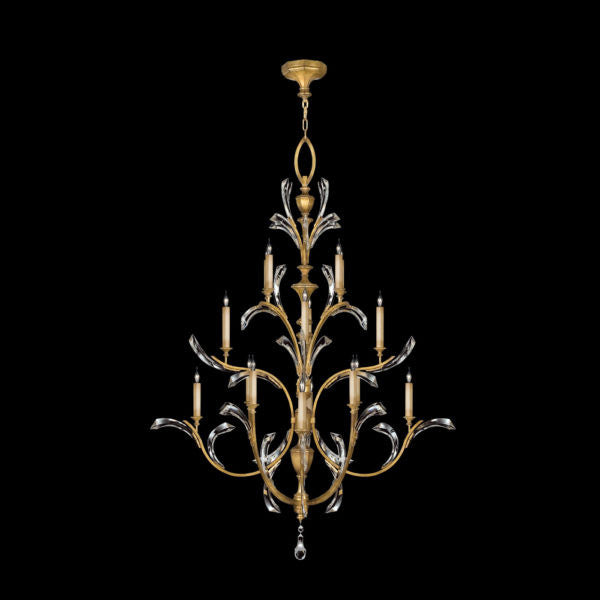 Fine Art Handcrafted Lighting Beveled Arcs 56"W Round Chandelier 702040 in Muted Gold Leaf (767240ST)