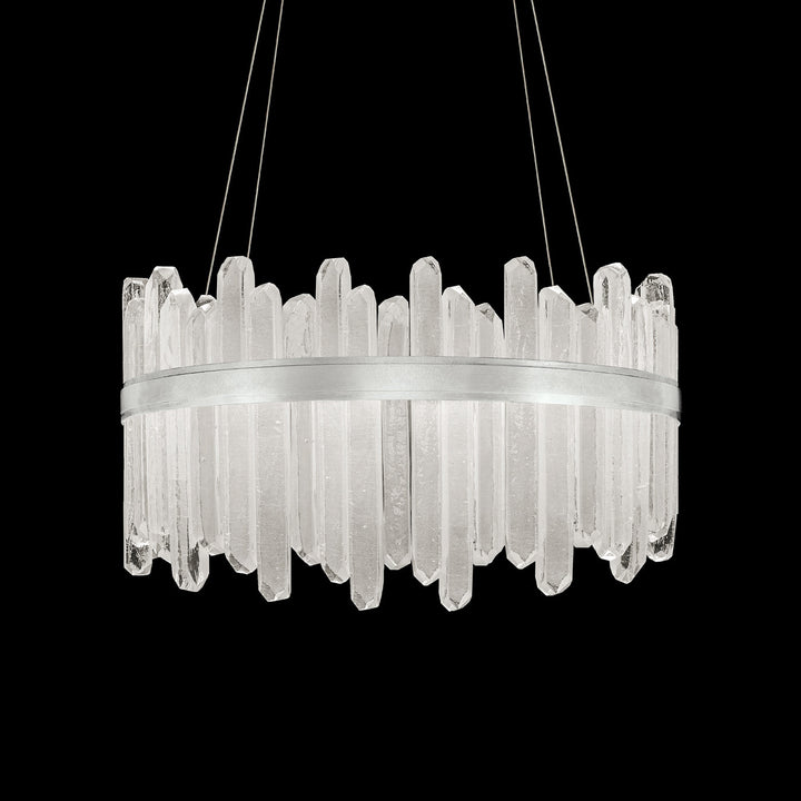 Fine Art Handcrafted Lighting Lior 30.5"W Round Pendant 882540 in Standard Silver Leaf (882540-1ST)