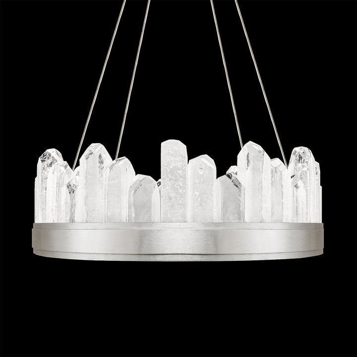 Fine Art Handcrafted Lighting Lior 21"W Round Pendant 888040 in Standard Silver Leaf (888040-1ST)